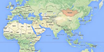 Svijet mapa pokazuje Mongoliji