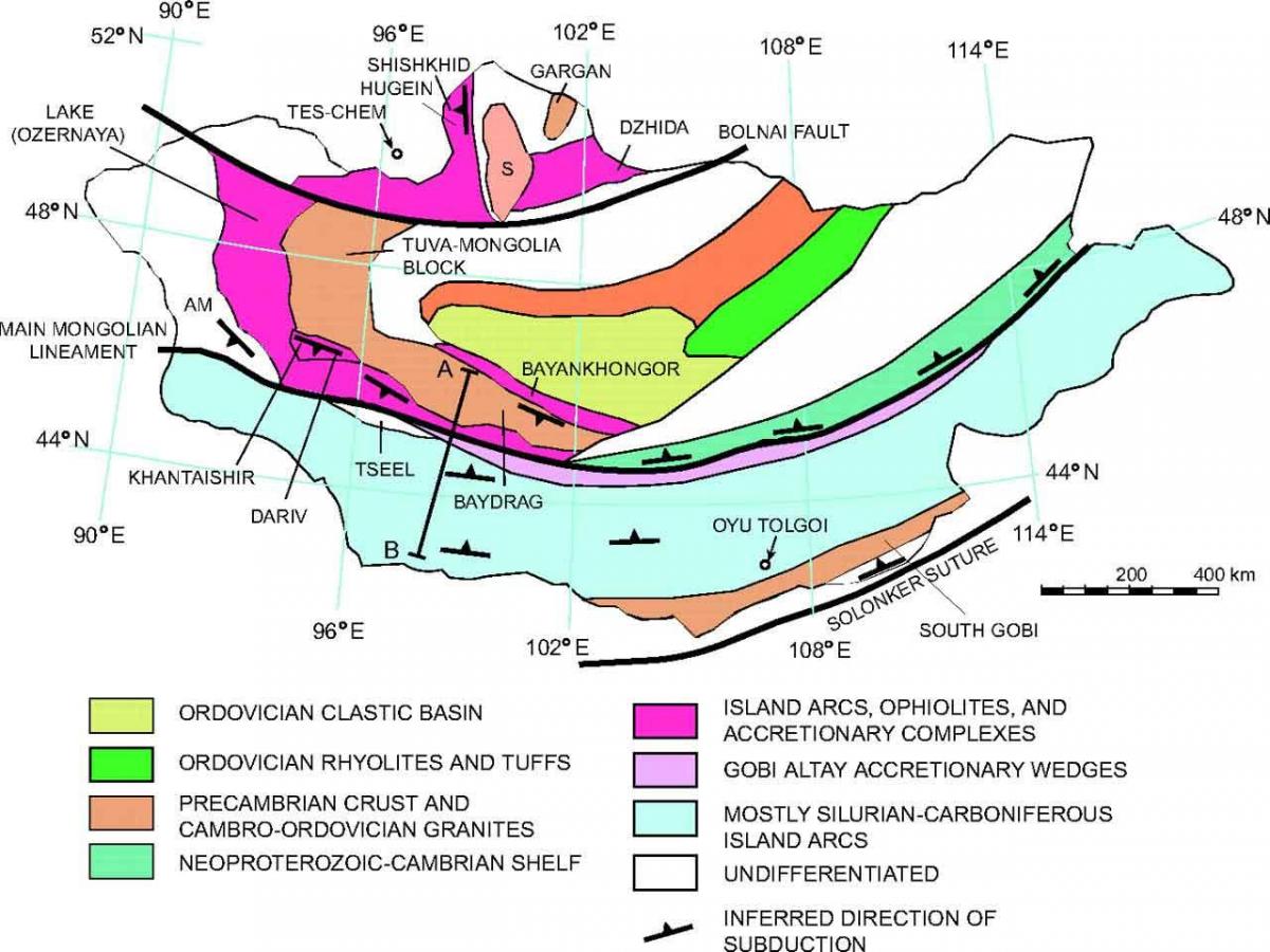 mapa geološke mapu Mongoliji