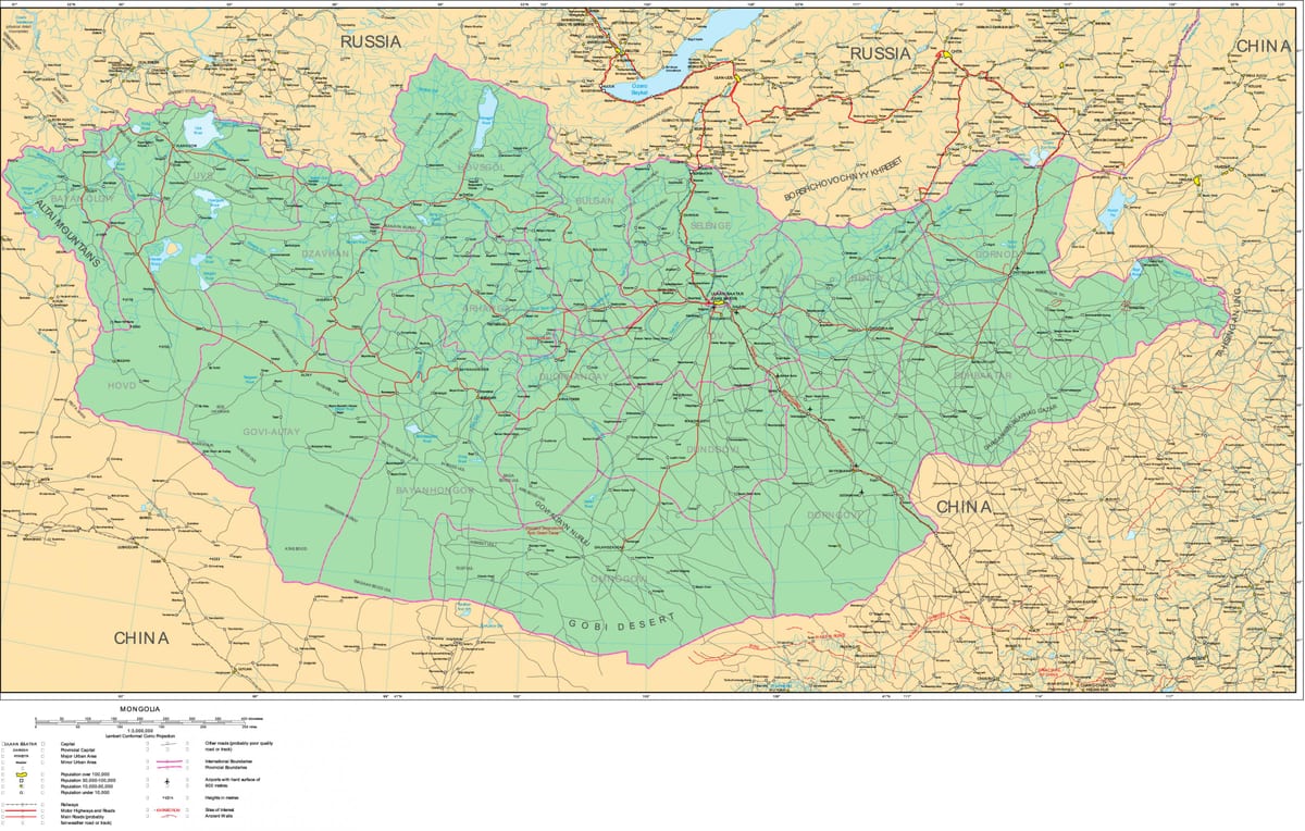 mapa Mongoliji put