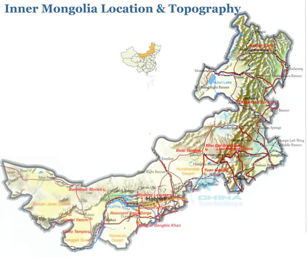 vanjski Mongoliji mapu