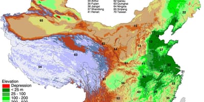 Mapa Mongoliji elevacija