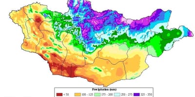 Mapa Mongoliji naseljenosti